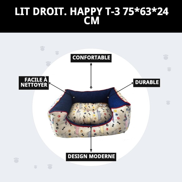 Cratère Rect. Happy T-3 75x63 cm pour Animaux de Compagnie ! Confort Total !