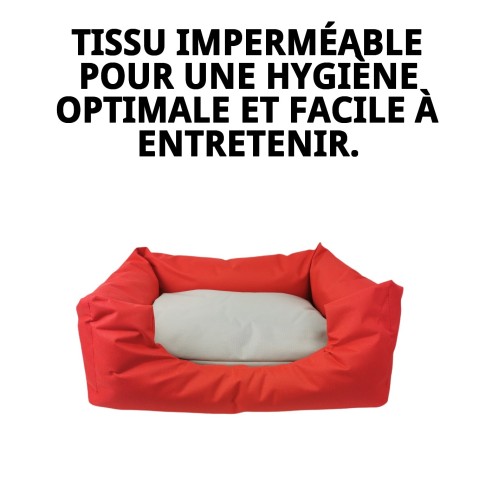 Coussin Rectangulaire Imperméable Rouge T-2 pour Animaux de Compagnie