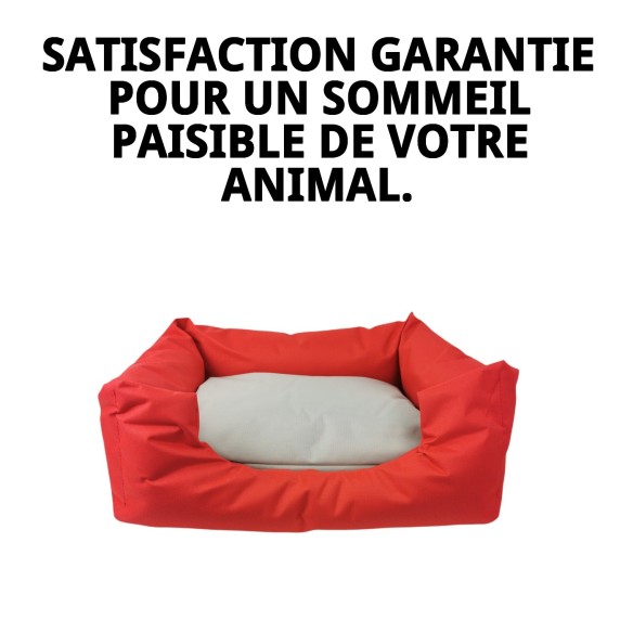 Coussin Rectangulaire Imperméable Rouge T-2 pour Animaux de Compagnie