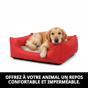 Coussin Rectangulaire Imperméable Rouge T-3 pour Animaux de Compagnie 2