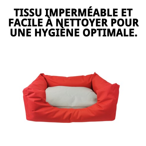 Coussin Rectangulaire Imperméable Rouge T-3 pour Animaux de Compagnie