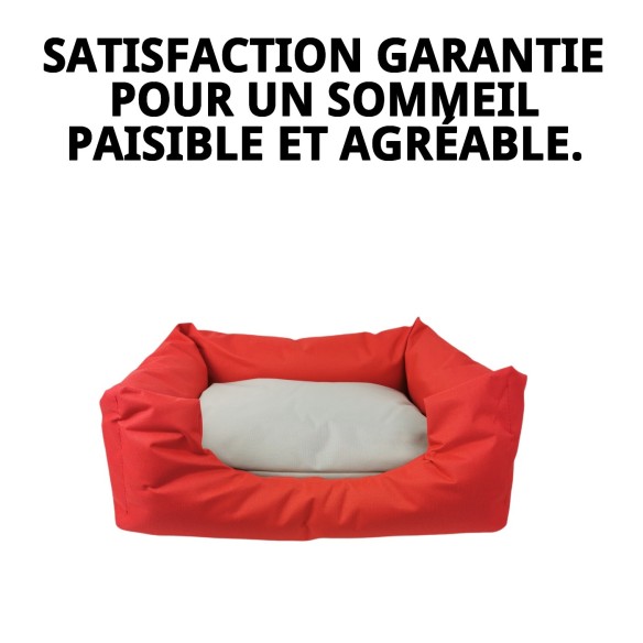 Coussin Rectangulaire Imperméable Rouge T-3 pour Animaux de Compagnie