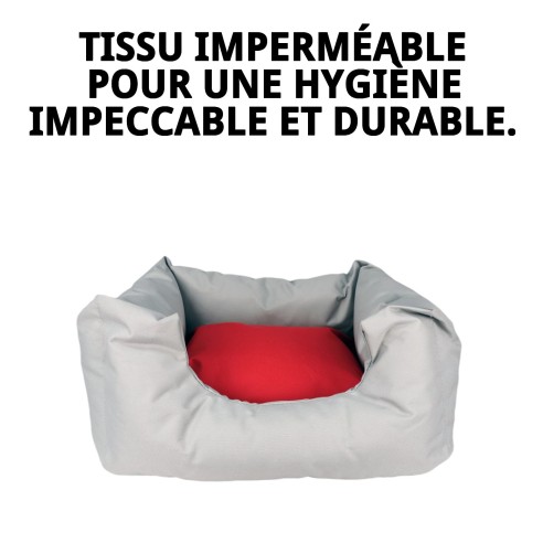 Coussin Rectangulaire Imperméable Gris T-1 pour Animaux de Compagnie 50x42cm