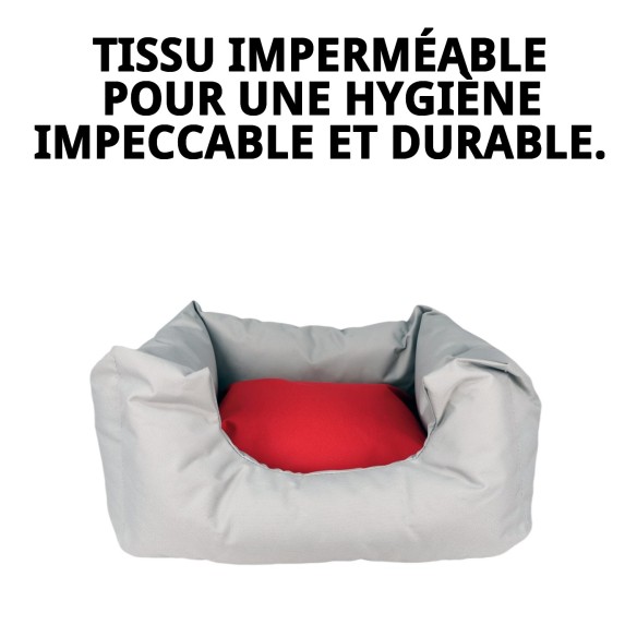 Coussin Rectangulaire Imperméable Gris T-1 pour Animaux de Compagnie 50x42cm