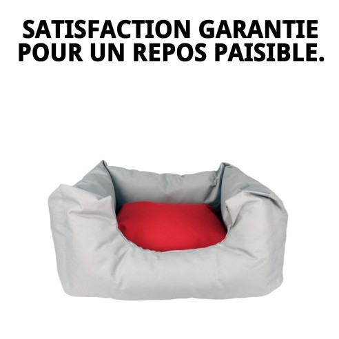 Coussin Rectangulaire Imperméable Gris T-1 pour Animaux de Compagnie 50x42cm