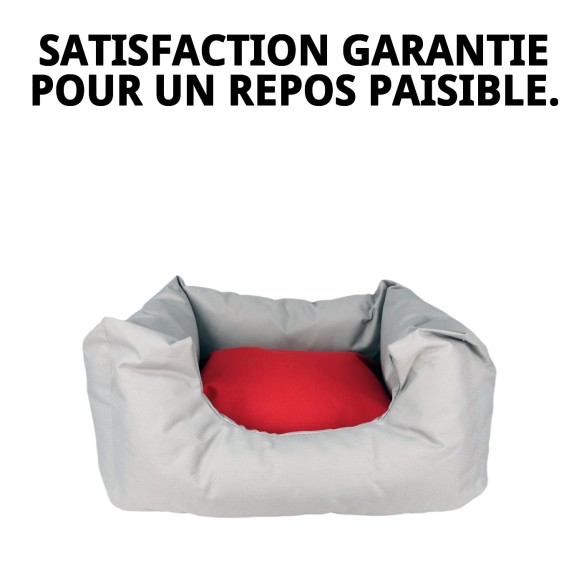 Coussin Rectangulaire Imperméable Gris T-1 pour Animaux de Compagnie 50x42cm