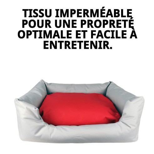 Coussin Rectangulaire Imperméable Gris T-2 pour Animaux de Compagnie 60x48 cm