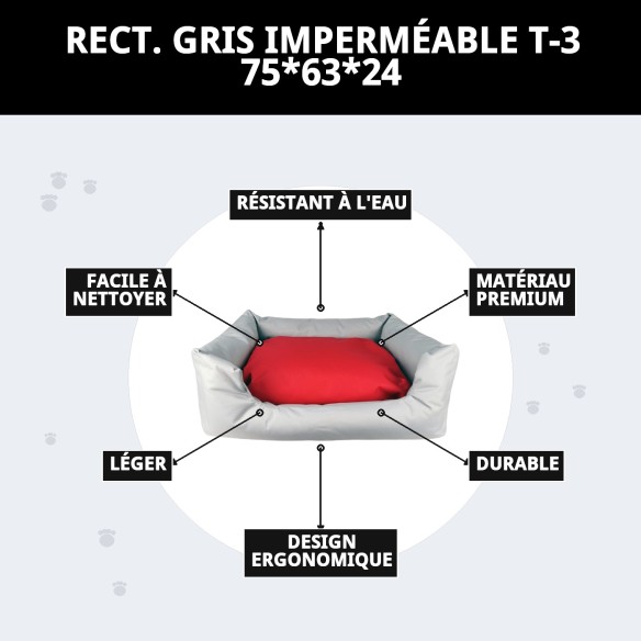 Caisse Rectangulaire Imperméable Grise T-3 pour Animaux de Compagnie