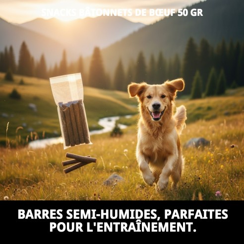 Snacks de Bœuf pour Chiens - Barres Nutritionnelles 50g