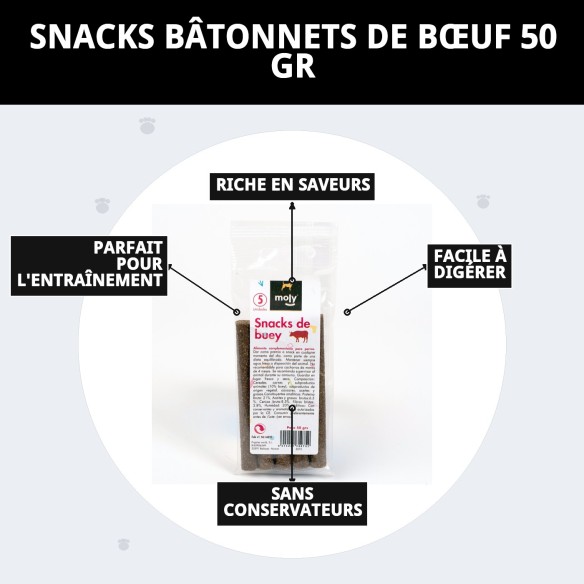 Snacks de Bœuf pour Chiens - Barres Nutritionnelles 50g