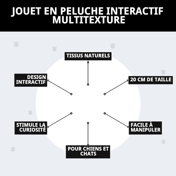 Jouet interactif Teddy avec plusieurs textures pour animaux de compagnie.
