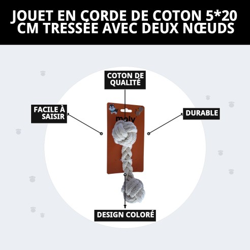 Jouet en Corde de Coton pour Chiens 5x20 cm - Moly