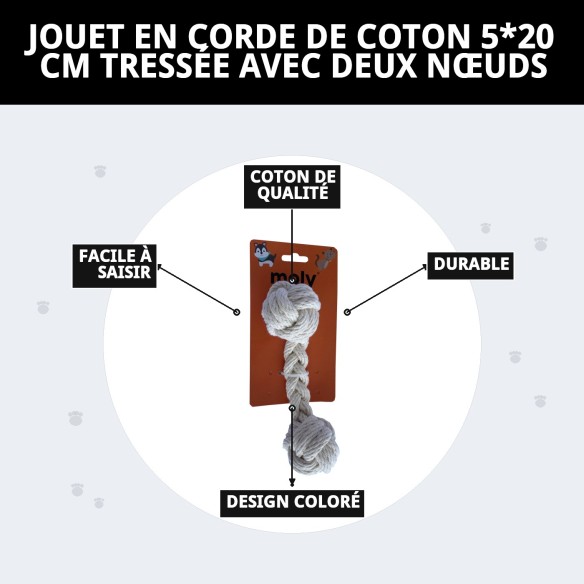 Jouet en Corde de Coton pour Chiens 5x20 cm - Moly