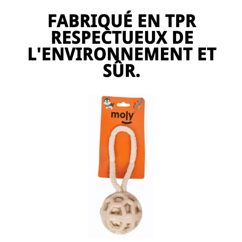 Jouet TPR Éco avec Corde en Coton pour Animaux de Compagnie 7,5*21 cm