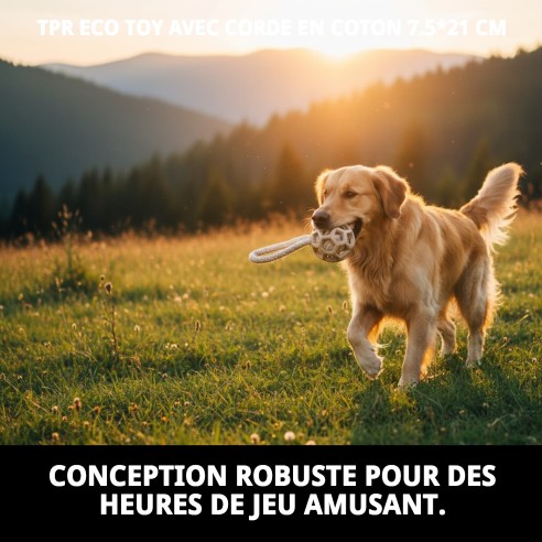 Jouet TPR Éco avec Corde en Coton pour Animaux de Compagnie 7,5*21 cm