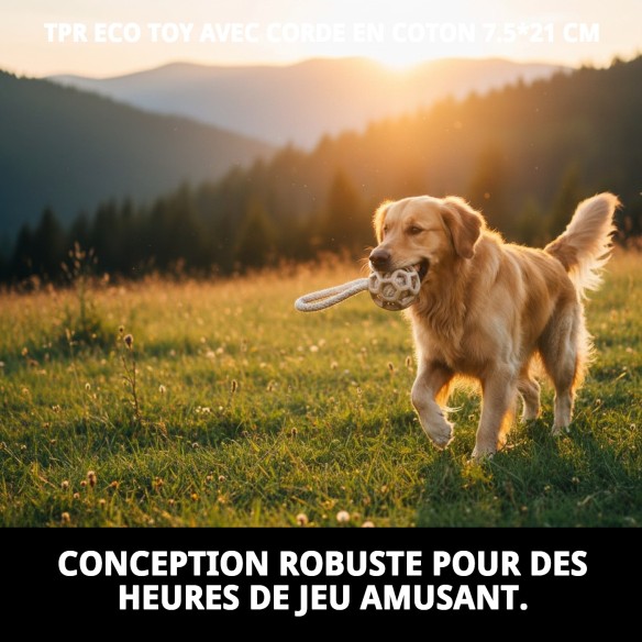 Jouet TPR Éco avec Corde en Coton pour Animaux de Compagnie 7,5*21 cm