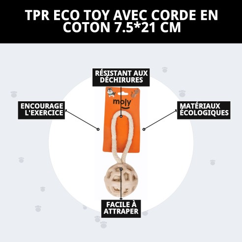 Jouet TPR Éco avec Corde en Coton pour Animaux de Compagnie 7,5*21 cm