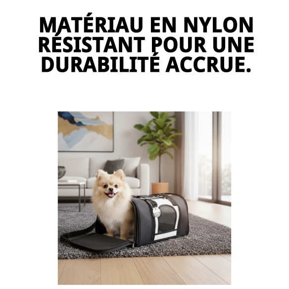 Transporteur en nylon Prestige : Confort et style pour animaux de compagnie.