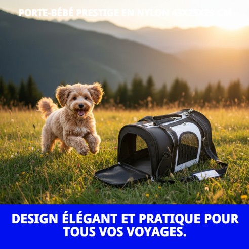 Transporteur en nylon Prestige : Confort et style pour animaux de compagnie.