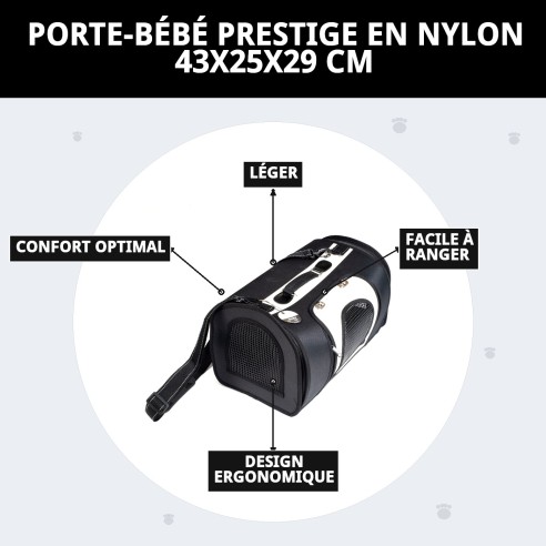 Transporteur en nylon Prestige : Confort et style pour animaux de compagnie.