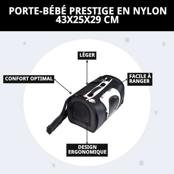 Transporteur en nylon Prestige : Confort et style pour animaux de compagnie.