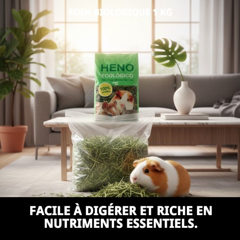 Foin Écologique 100% Naturel pour Animaux de Compagnie - 1 kg
