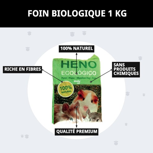 Foin Écologique 100% Naturel pour Animaux de Compagnie - 1 kg