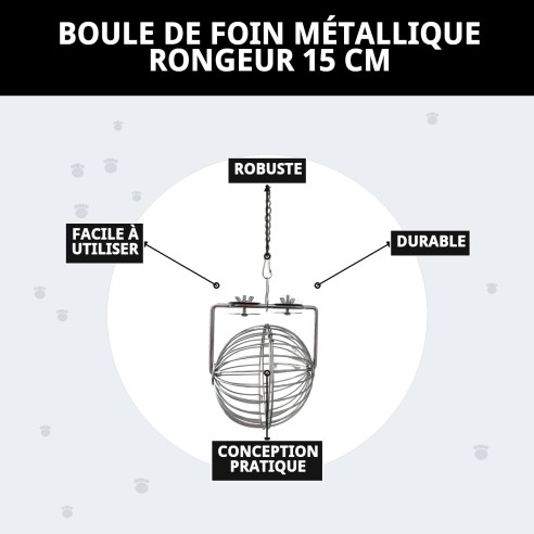 Boule de Foin Métallique pour Rongeurs 15 cm - Joue et Mange