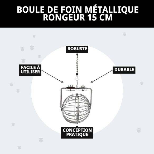 Boule de Foin Métallique pour Rongeurs 15 cm - Joue et Mange