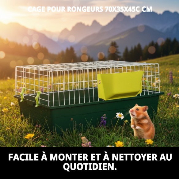 Cage pour rongeurs 70x35x45 cm - Confort et espace idéal