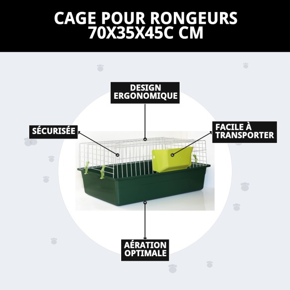 Cage pour rongeurs 70x35x45 cm - Confort et espace idéal