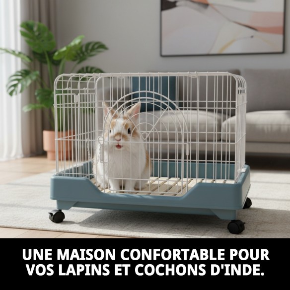 Cage pour lapin Living Dream avec plateforme et roues 64x46,5 cm.