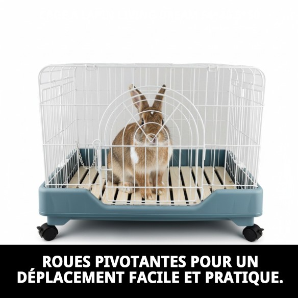 Cage pour lapin Living Dream avec plateforme et roues 64x46,5 cm.