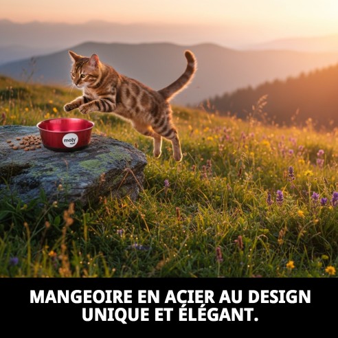 Bol en Acier Inoxydable Antidérapant 17cm Rouge