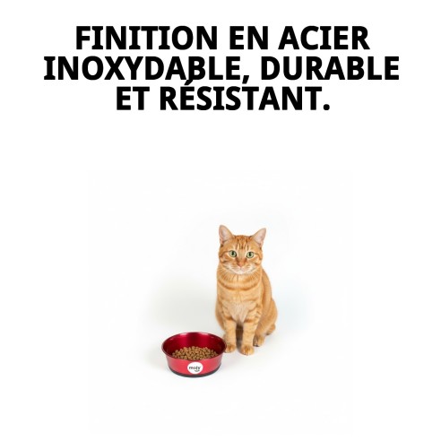 Bol en Acier Inoxydable Antidérapant 17cm Rouge