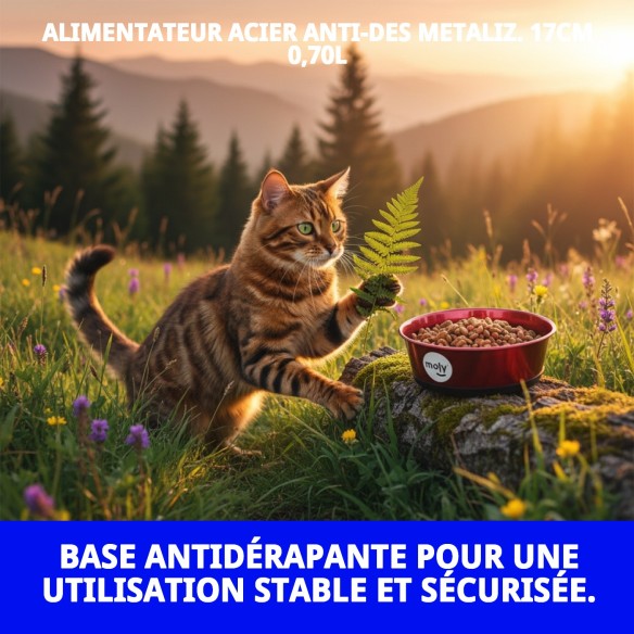 Bol en Acier Inoxydable Antidérapant 17cm Rouge