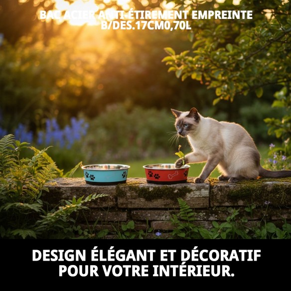 Bol anti-dérapant en acier inoxydable pour animaux de compagnie.