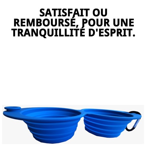Bol de nourriture double pliable en silicone 350 ml pour animaux de compagnie.