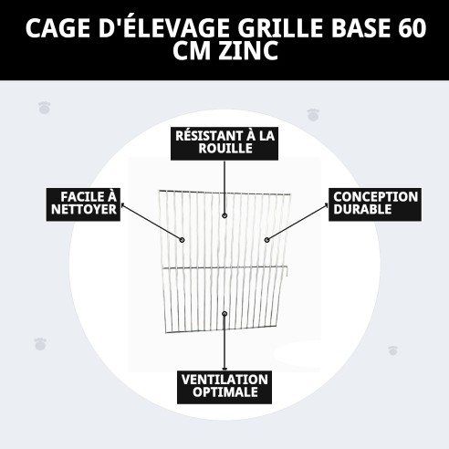 Base Grille Cage de Reproduction 60 cm Zinc pour Animaux de Compagnie