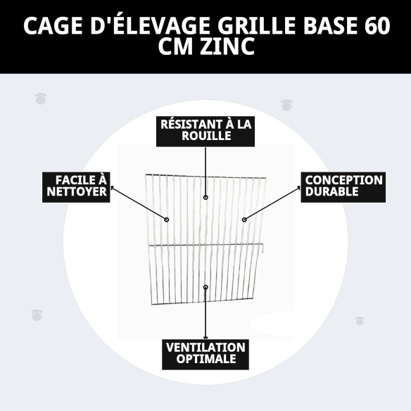 Base Grille Cage de Reproduction 60 cm Zinc pour Animaux de Compagnie