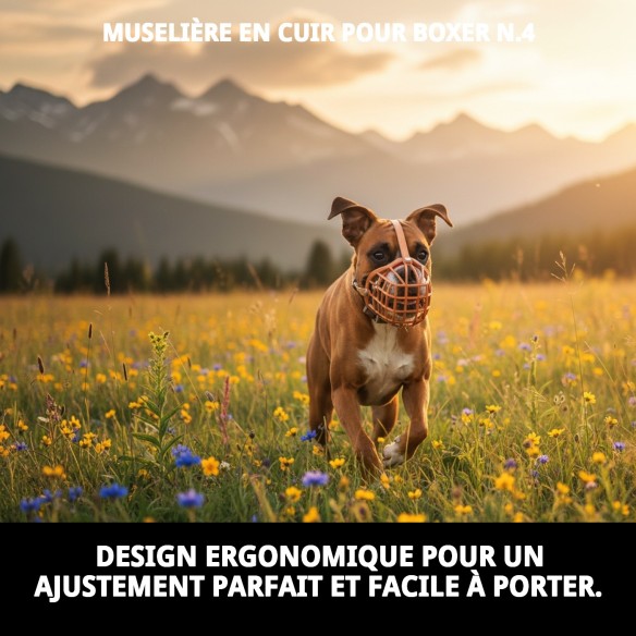 Muzzle en osier en cuir pour chiens à museau large.