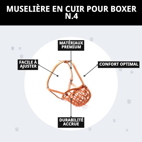 Muzzle en osier en cuir pour chiens à museau large.