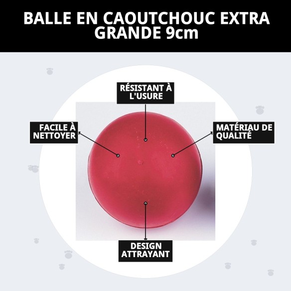 Balle en Caoutchouc Extra Grande 9 cm pour Animaux de Compagnie Amusants