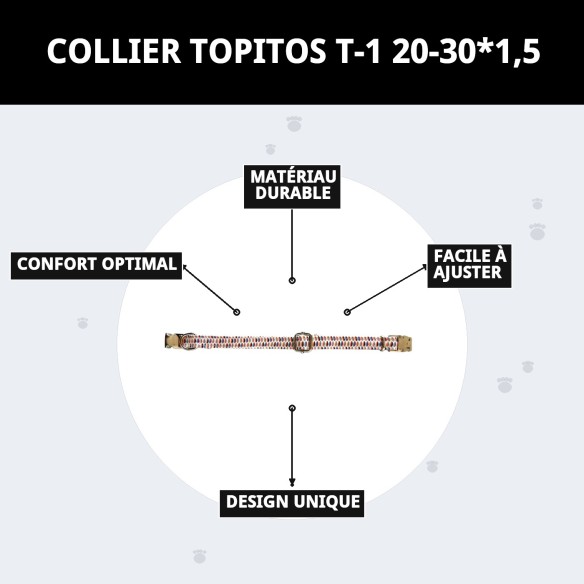 Collier Topitos T-1 20-30 cm pour Animaux de Compagnie - Style et Confort