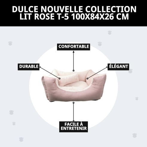 Coussin Rose DULCE Nouvelle Collection T-5 100x84x26 cm pour Animaux de Compagnie