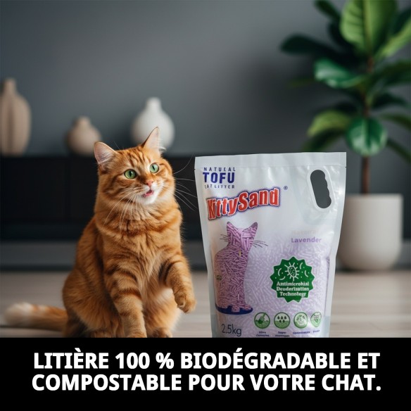 Litière Tofu Lavande 2,5 kg : Écologique et Sans Odeur pour Chats