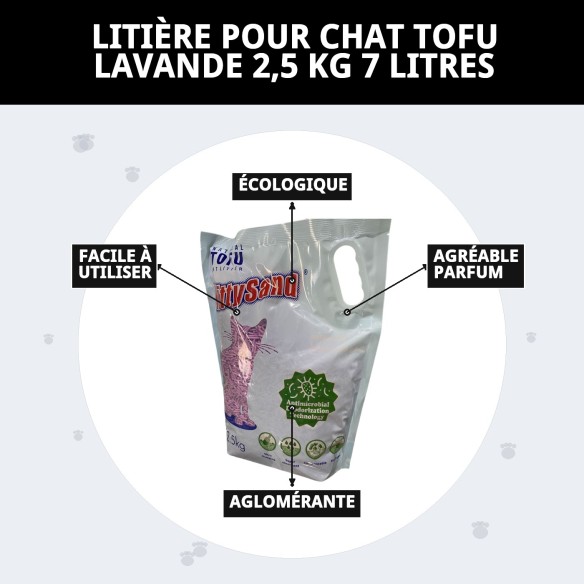 Litière Tofu Lavande 2,5 kg : Écologique et Sans Odeur pour Chats