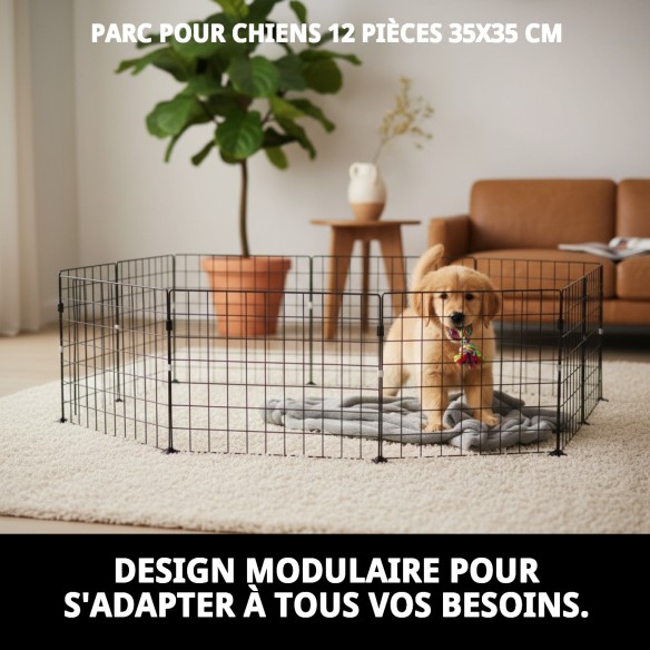Parc pour Chiens 12 Pcs 35x35 cm - Sécurité et Confort