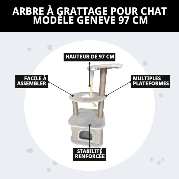 Arbre à Gratter pour Chat Genève 97 cm - Confort et Amusement
