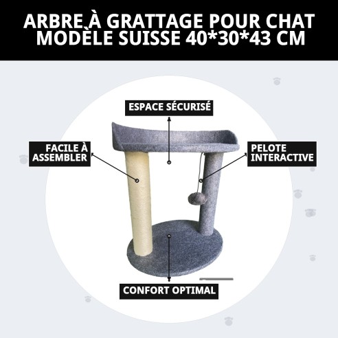 Griffoir pour Chat Modèle Suisse : Confort et Amusement 40x30 cm
